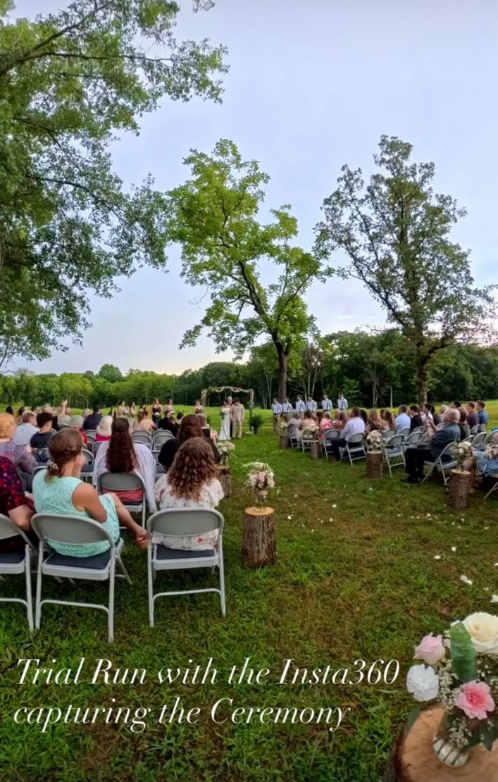 Wide view of an outdoor ceremony captured on the Insta360